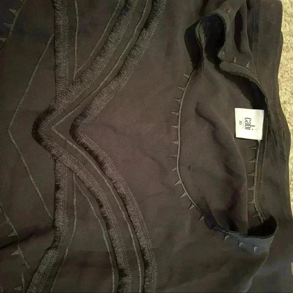 CABI BLACK MIDI DRESS WITH RUFFLES TRIBAL XS - Picture 5 of 6